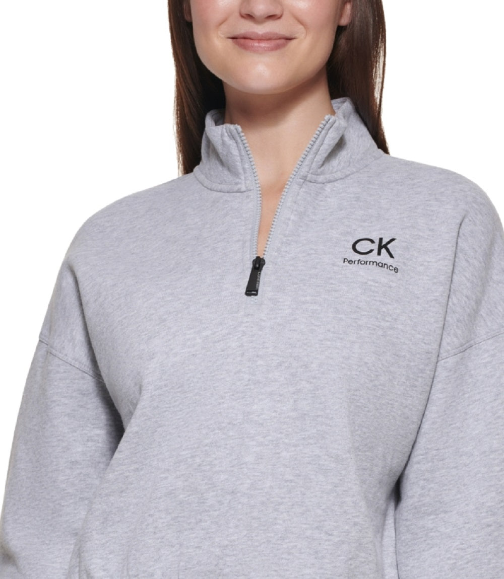 Calvin Klein Women's Zip Neck Pullover Gray Size Medium