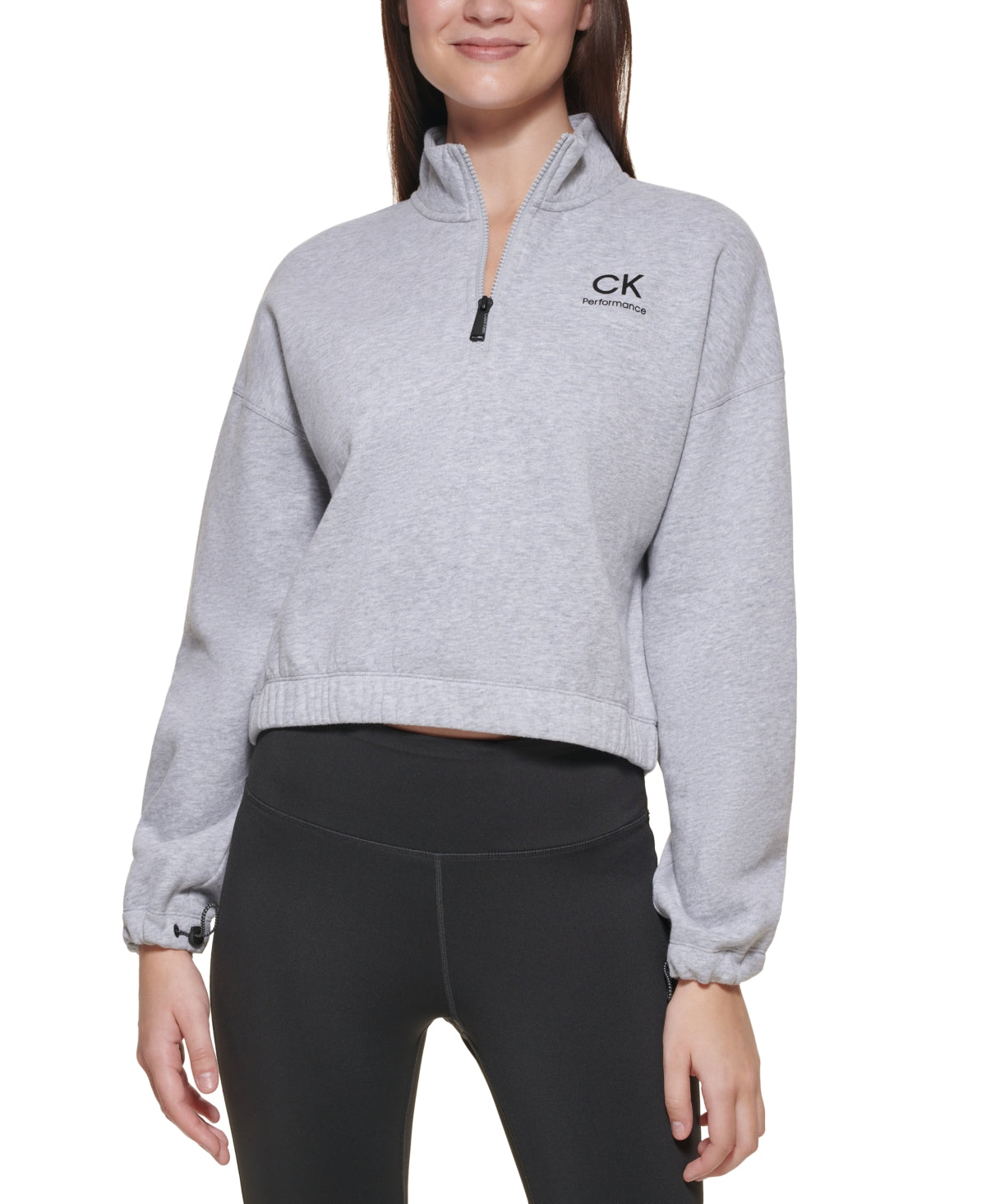 Calvin Klein Women's Zip Neck Pullover Gray Size Medium