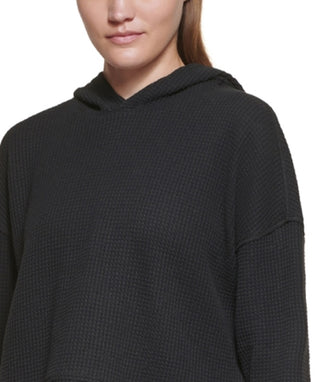 Calvin Klein Women's Waffle Hoodie Black Size X-Large