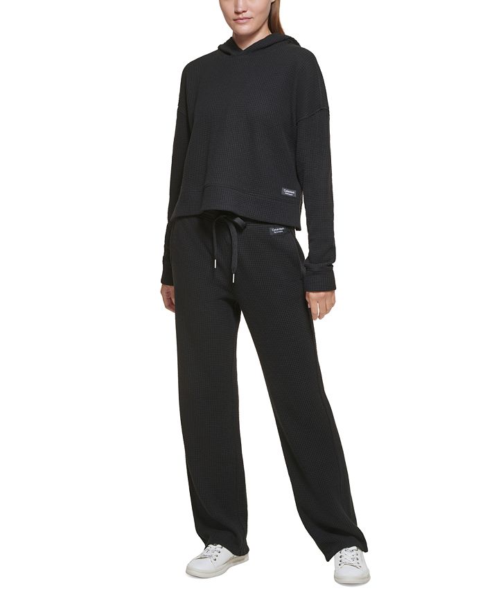 Calvin Klein Women's Waffle Hoodie Black Size X-Small