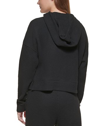 Calvin Klein Women's Waffle Hoodie Black Size X-Small