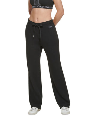 Calvin Klein Women's High Waisted Relaxed Leg Pants Black Size Large