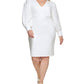 Calvin Klein Women's Puff Sleeve Sheath Dress White Size 14W
