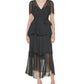 Calvin Klein Women's Clip Dot Tiered Ruffle Dress Black Size 6