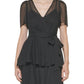 Calvin Klein Women's Clip Dot Tiered Ruffle Dress Black Size 6