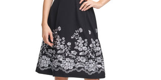 Calvin Klein Women's Floral Embroidered Dress Gray Size 16