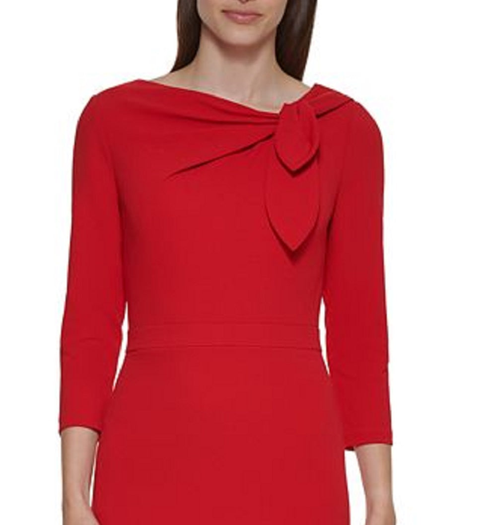 Calvin Klein Women's Bow Neck Dress Red Size 10