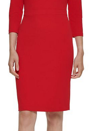 Calvin Klein Women's Bow Neck Dress Red Size 10