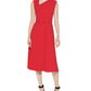 Calvin Klein Women's Asymmetrical Neck Dress Red Size 8
