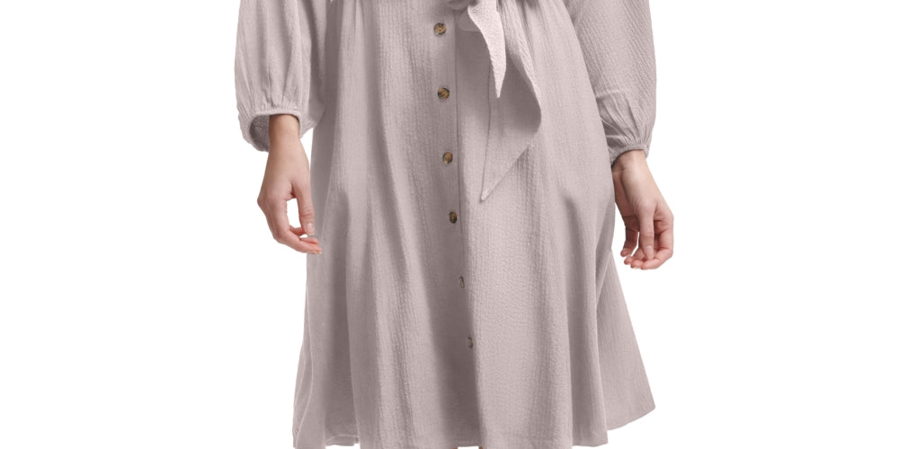 Calvin Klein Women's Button Down Knee Length Shirtdress Purple Size 12