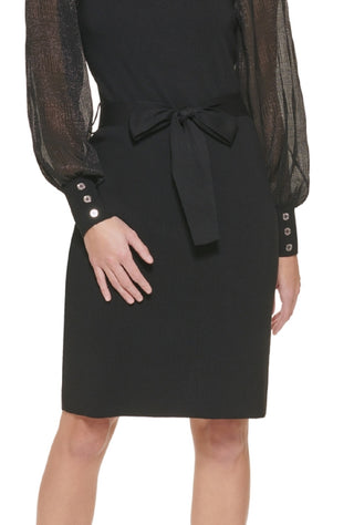 Calvin Klein Women's Chiffon Sleeve Dress Black Size Large