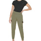 Calvin Klein Women's Matte Jersey Cargo Jogger Pants Green