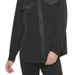 Calvin Klein Women's Button Front Long Sleeve Blouse Black Size Large