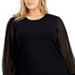 Calvin Klein Women's Sheer Sleeve Sweater Black Size 2X
