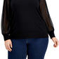 Calvin Klein Women's Sheer Sleeve Sweater Black Size 2X