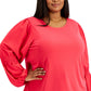 Calvin Klein Women's Solid Gathered Sleeve Top Pink Size 2X