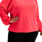 Calvin Klein Women's Solid Gathered Sleeve Top Pink Size 2X