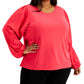 Calvin Klein Women's Solid Gathered Sleeve Top Pink Size 2X