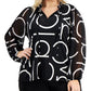 Calvin Klein Women's Split Neck Sheer Sleeve Top Black Size 2X