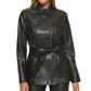 Calvin Klein Women's Faux Leather Shirt Jacket Black Size 6Petite