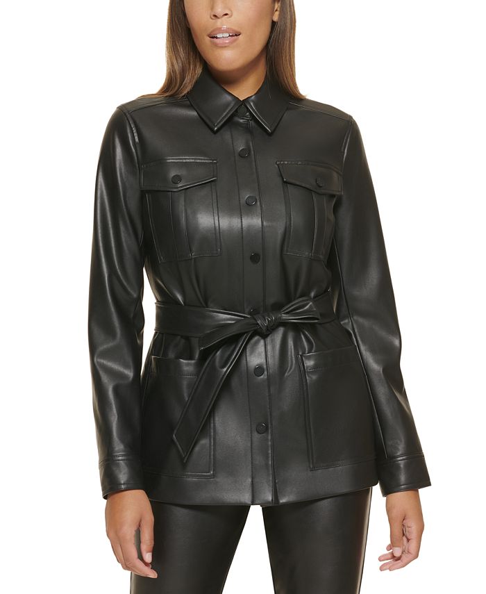 Calvin klein faux leather shirt Clearance