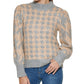 Calvin Klein Women's Houndstooth Long Sleeve Mock Neck Wear To Work Sweater Gray Size Large