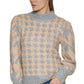 Calvin Klein Women's Houndstooth Long Sleeve Mock Neck Wear To Work Sweater Gray Size Large