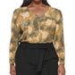 Calvin Klein Women's Printed V Neck Blouse Yellow Size 3X