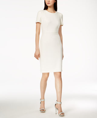 Calvin Klein Women's Puff Sleeve Dress White Size 8
