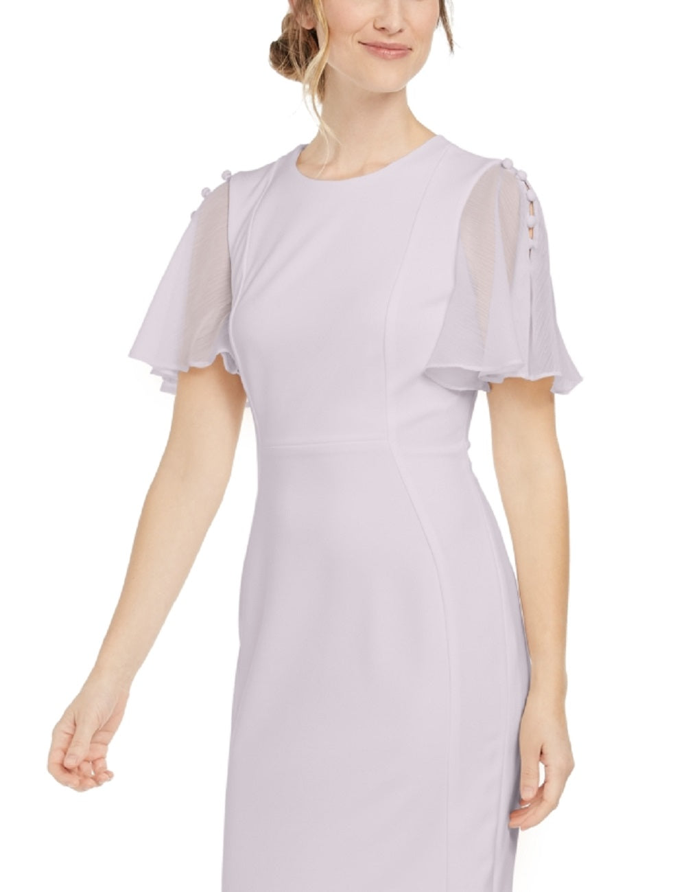 Calvin Klein Women's Flutter Sleeve Sheath Dress Pink Size 8