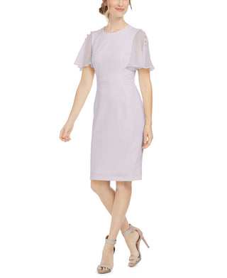 Calvin Klein Women's Flutter Sleeve Sheath Dress Pink Size 8