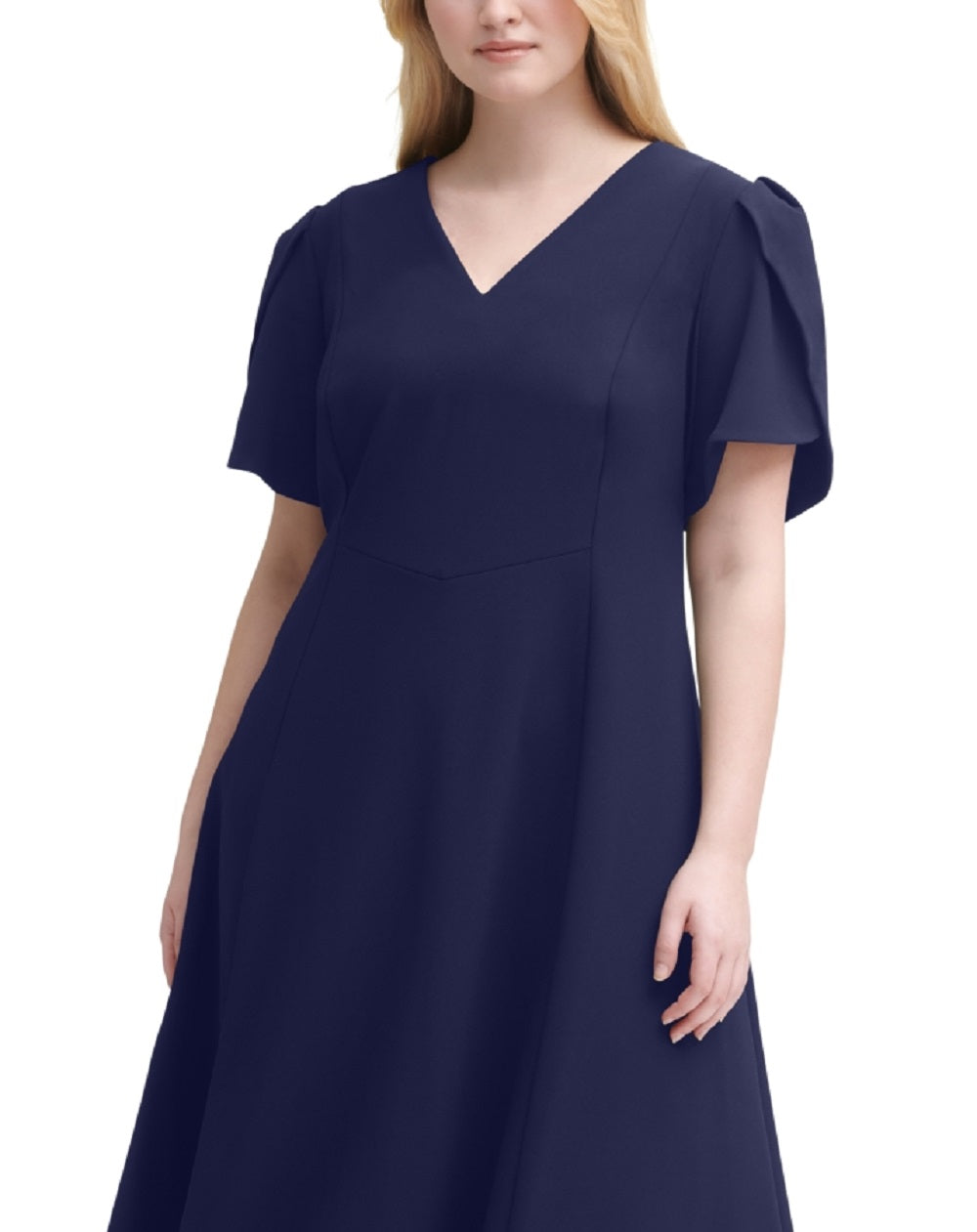 Calvin Klein Women's Tulip Sleeve Midi Dress Blue Size 18W