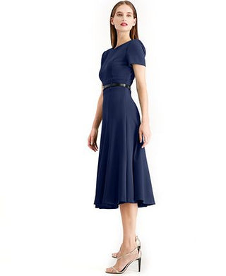 Calvin Klein Women's Belted A Line Dress Blue Size 4Petite
