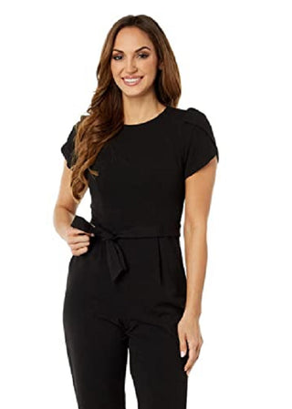 Calvin Klein Women's Tie Waist Jumpsuit Black Size 12