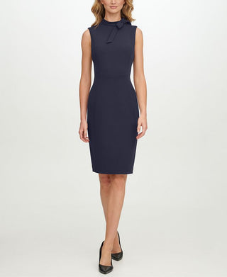 Calvin Klein Women's Bow Neck Dress Blue Size 14