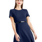 Calvin Klein Women's Belted A Line Midi Dress Blue Size 12