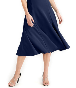 Calvin Klein Women's Belted A Line Midi Dress Blue Size 12