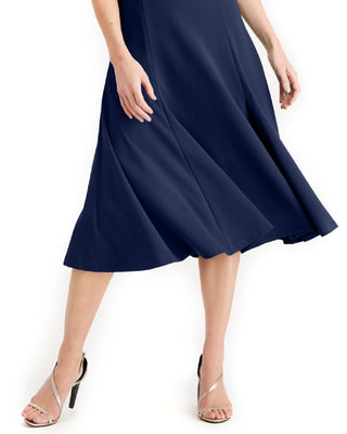 Calvin Klein Women's Belted A Line Midi Dress Blue Size 4