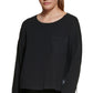 Calvin Klein Women's Long Sleeve Crewneck Tee Black Size XX-Large