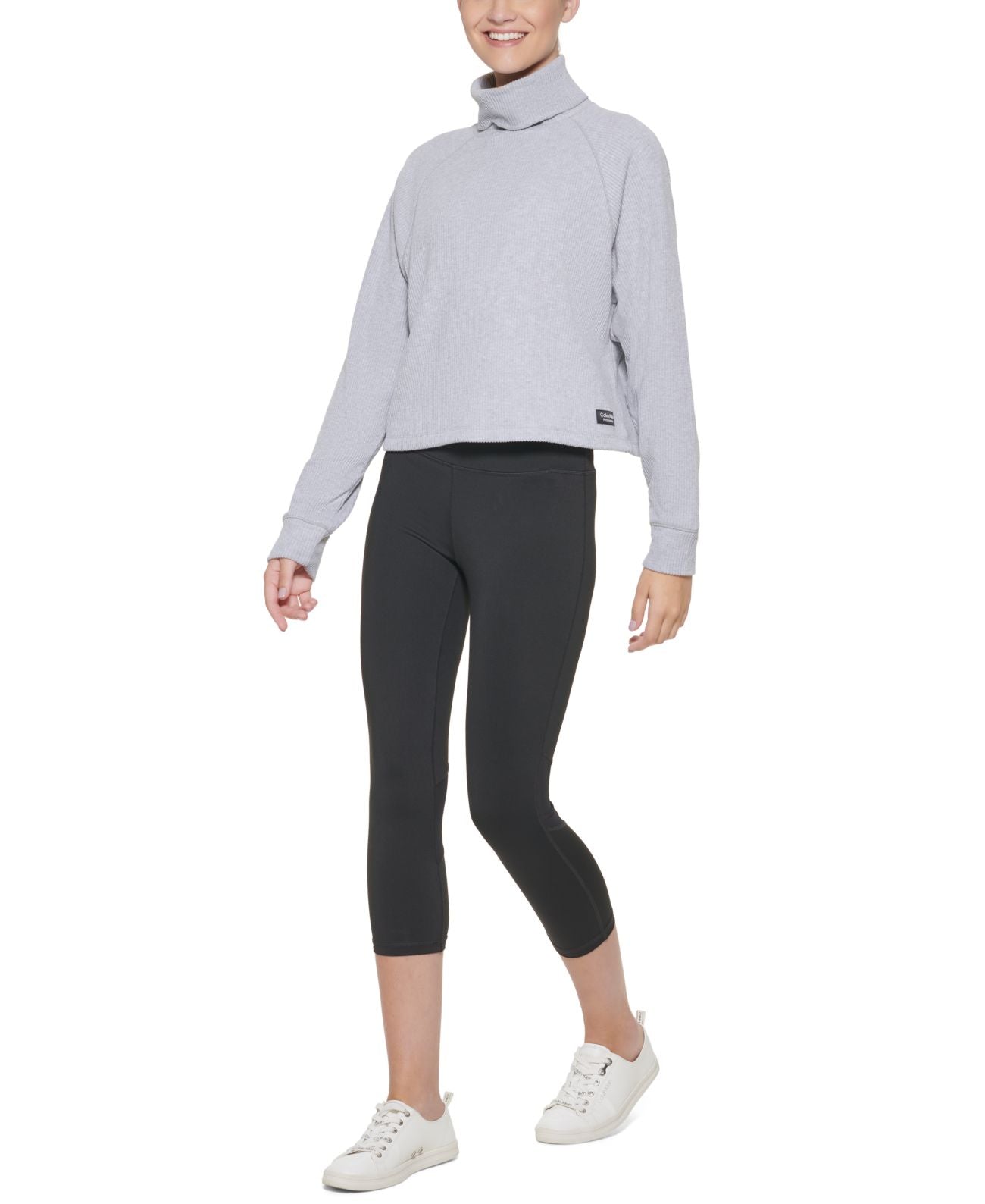 Calvin Klein Women's Ribbed Long Sleeve Turtleneck Top Gray Size X-Large