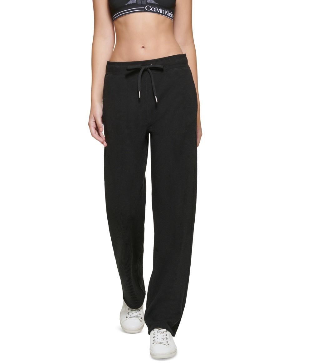 Calvin Klein Women's Ribbed Track Pants Black Size Medium