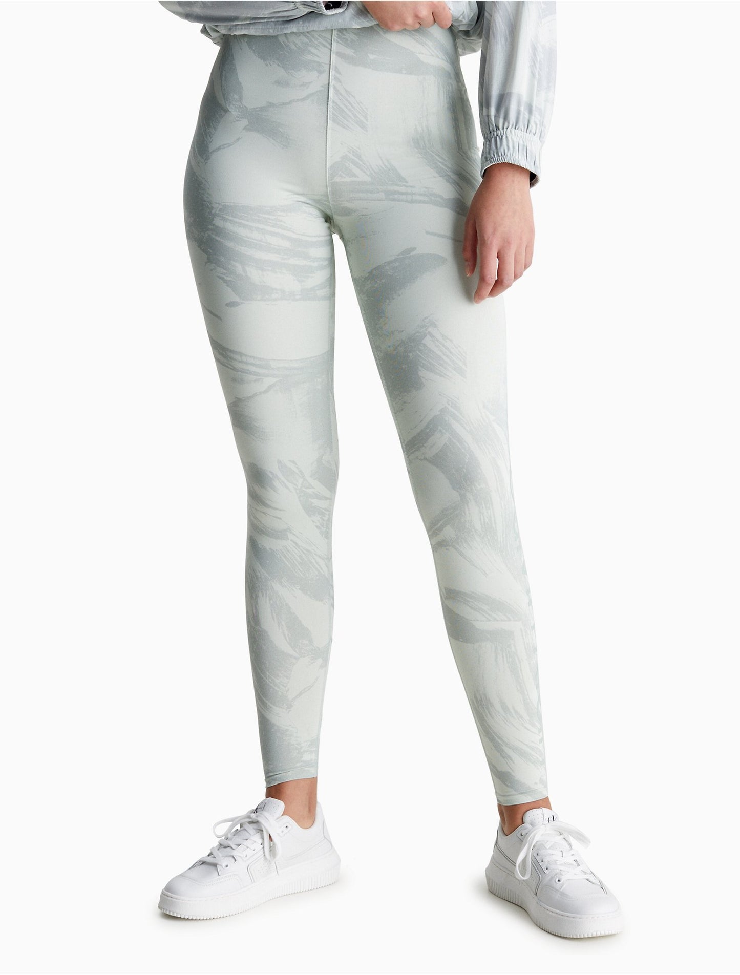Calvin Klein Women's Performance Printed High Waist Length Leggings Gray Size L