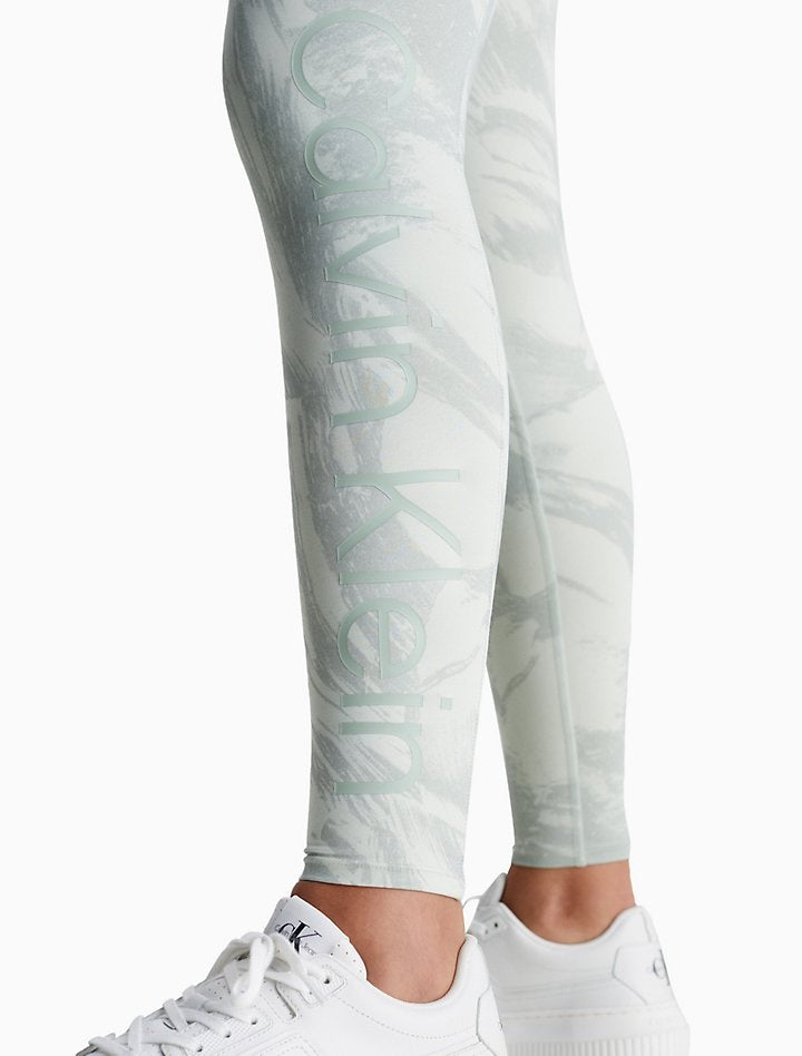 Calvin Klein Women's Performance Printed High Waist Length Leggings Gray Size L