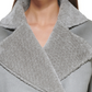 Calvin Klein Women's Pocketed Faux Leather Faux Shearling Collared Button Down Winter Jacket Coat Gray Size X-Small