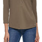 Calvin Klein Women's 3/4 Sleeve Button Front Henley Green Size Medium