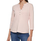 Calvin Klein Women's 3/4 Sleeve Button Front Henley Top Pink Size X-Large