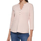 Calvin Klein Women's 3/4 Sleeve Button Front Henley Pink Size Large