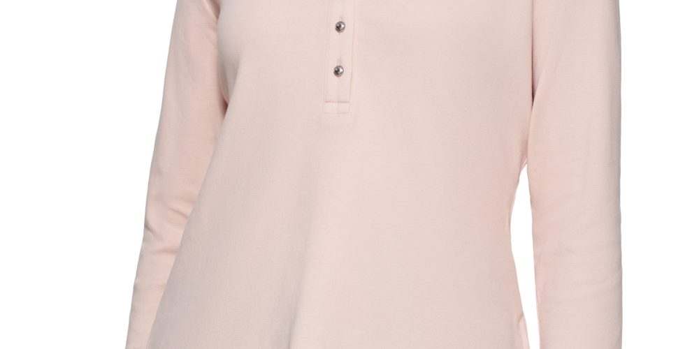 Calvin Klein Women's 3/4 Sleeve Button Front Henley Pink Size Medium