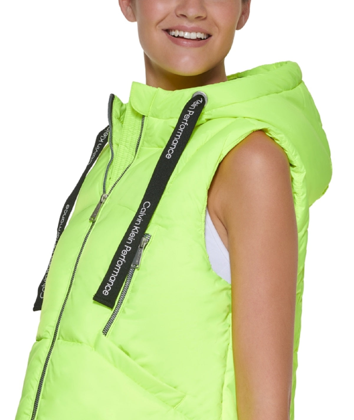 Calvin Klein Women's Oversized Cropped Puffer Vest Green Size Small