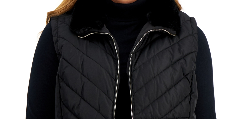 Calvin Klein Women's Short Casual Outerwear Vest Black Size 1X